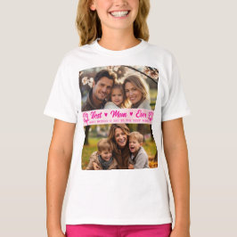 Elegante tekst foto Moederdag aquarel roze T-shirt