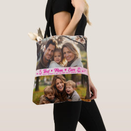 Elegante tekst foto Moederdag aquarel roze Tote Bag