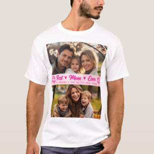 Elegante tekst foto Moederdag waterverf roze T-shirt