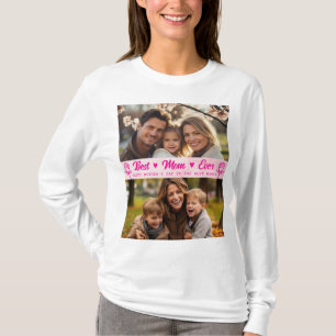 Elegante tekst foto Moederdag waterverf roze T-shirt