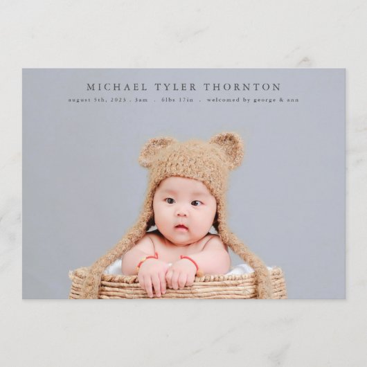 Elegante tekst fotocollage welkom baby geboorte aankondiging (Voorkant)