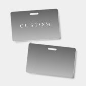 Elegante tekst op eenvoudige moderne grijze ombre  badge (Front & Back)