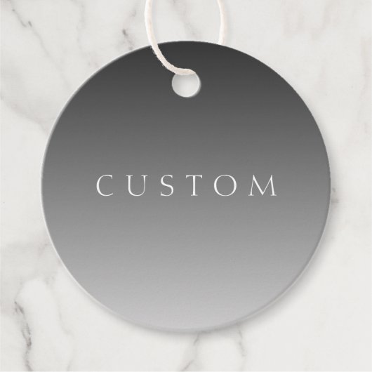 Elegante tekst op eenvoudige moderne grijze ombre  bedankjes labels (Voorkant)