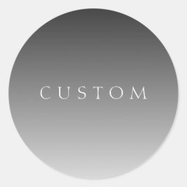 Elegante tekst op eenvoudige moderne grijze ombre- ronde sticker