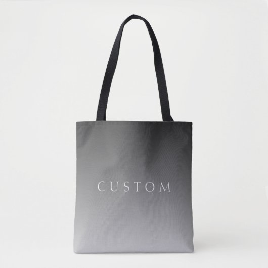 Elegante tekst op eenvoudige moderne grijze ombre tote bag (Voorkant)