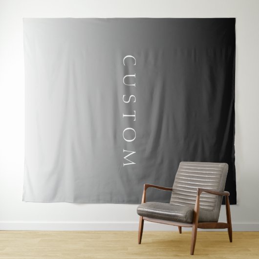 Elegante tekst op eenvoudige moderne grijze ombre  wandkleed (In Situ (horizontaal))