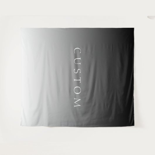 Elegante tekst op eenvoudige moderne grijze ombre wandkleed (Voorkant (horizontaal))