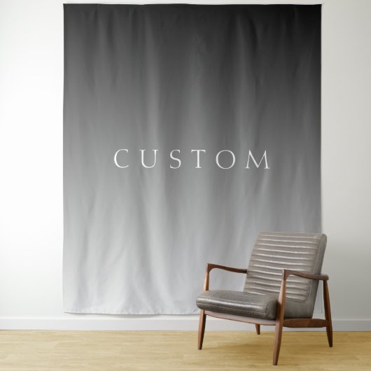 Elegante tekst op eenvoudige moderne grijze ombre  wandkleed (In situ)