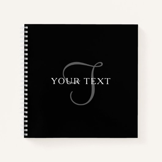 Elegante tekst | Zwart Wit & Grijs Notitieboek (Voorkant)