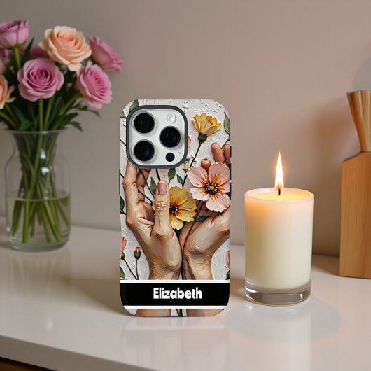 Elegante telefoonhoes met bloemenhanden Case-Mate iPhone case