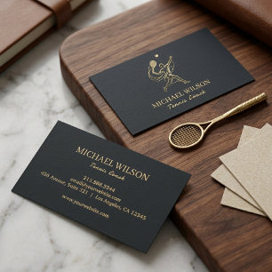 Elegante Tenniscoach Visitekaartje – Zwart & Goud