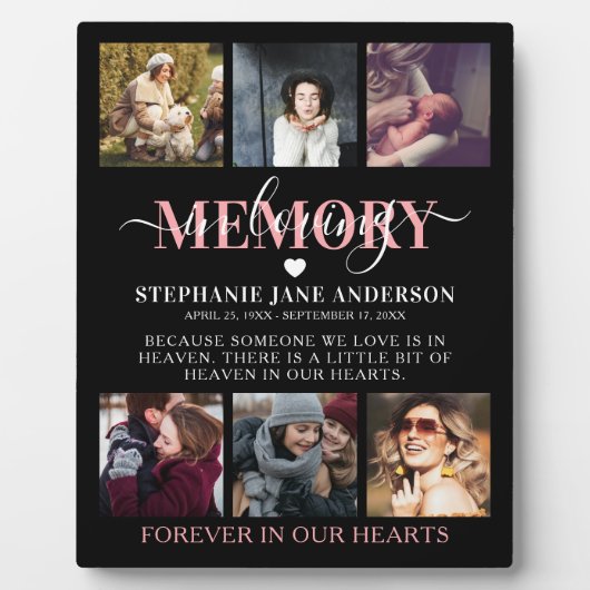 Elegante 'Ter nagedachtenis aan' Fotocollage Herde Fotoplaat (Voorkant)