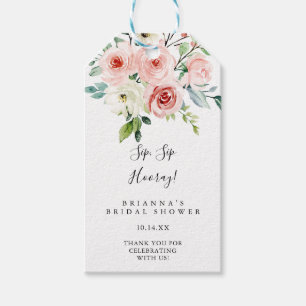 Elegante tere bloemensip sip hooray bruiloftsborre cadeaulabel