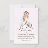 Elegante tere pink bruid-wordt bruidsfeest bedankkaart (Voorkant)