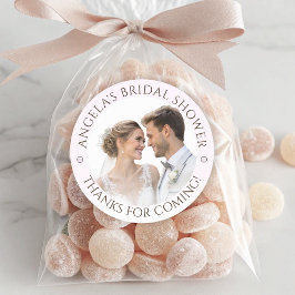 Elegante tere Pink Jouw Foto Bruidsmeisjesfeest Ronde Sticker