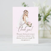 Elegante tere roze bruid wordende bruids douche bedankkaart (Staand voorkant)