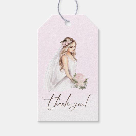 Elegante tere roze bruid wordende bruidsfeest cadeaulabel (Voorkant)