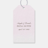 Elegante tere roze bruid wordende bruidsfeest cadeaulabel (Achterkant)