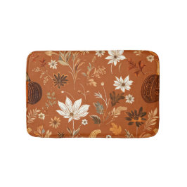 Elegante Terra Cota Pompoen Herfst Bloemenpatroon Badmat