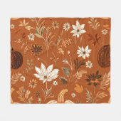 Elegante Terra Cota Pompoen Herfst Bloemenpatroon Fleece Deken (Voorkant (Horizontaal))