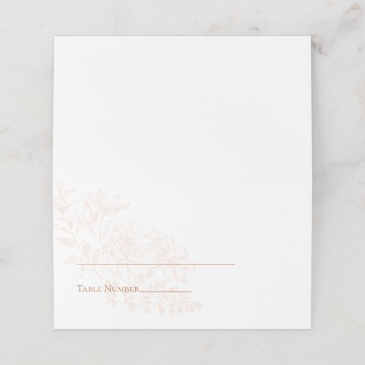 Elegante Terra Cotta Eenvoudige bloemenbruiloft Plaatskaartje (Buitenkant ongevouwen)