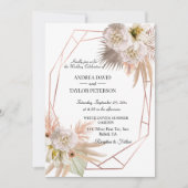 Elegante Terracota Gold Lijst Pampas Grass Wedding Kaart (Voorkant)