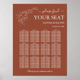 Elegante Terracotta 12 Tafel Stoelenindeling Bruil Poster