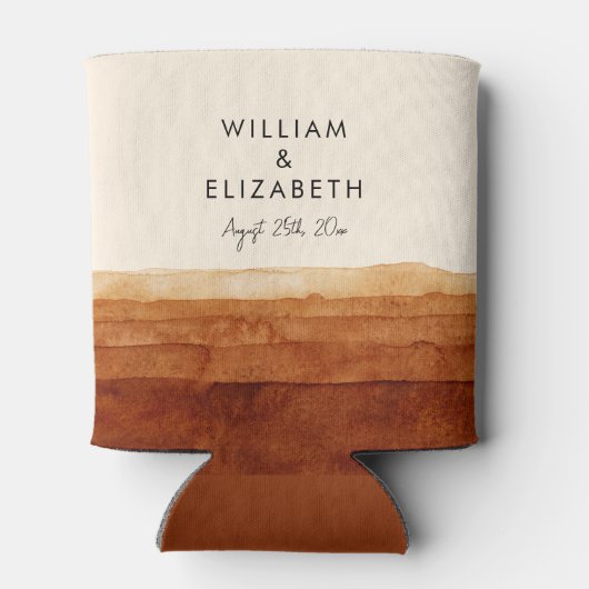 Elegante Terracotta Abstracte woestijn gepersonali Blikjeskoeler (Achterkant)