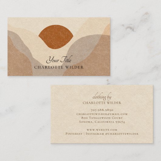 Elegante Terracotta Abstracte woestijn Visitekaartje (Voorkant / Achterkant)