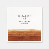 Elegante Terracotta Abstracte Woestijnbruiloft Servet (Voorkant)