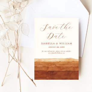 Elegante Terracotta Aquarel Abstracte Woestijn Save The Date