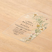 Elegante Terracotta & Beige Boho Floral Wedding Acryl Uitnodigingen (Laagn)