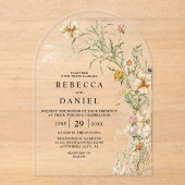 Elegante Terracotta & Beige Boho Floral Wedding Acryl Uitnodigingen (Voorkant)