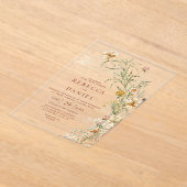 Elegante Terracotta & Beige Boho Floral Wedding Acryl Uitnodigingen (Laagn)