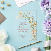 Elegante Terracotta & Beige Boho Floral Wedding Acryl Uitnodigingen (Insitu (Huwelijk))