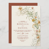 Elegante Terracotta & Beige Boho Floral Wedding Kaart (Voorkant / Achterkant)