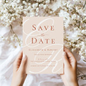 Elegante Terracotta & Beige Monogram Huwelijk Save The Date