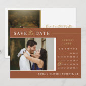 Elegante terracotta Bewaar de datum Kalender QR Co Kaart (Voorkant / Achterkant)