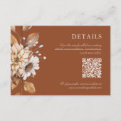 Elegante Terracotta Bloem Boho QR Code Huwelijk Informatiekaartje (Voorkant)