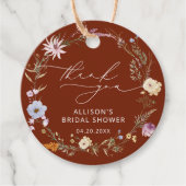 Elegante Terracotta Bloem Bruidsfeest Bedankje Bedankjes Labels (Voorkant)
