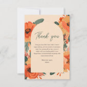 Elegante Terracotta Bloemachtige Bruidsdouche Bedankkaart (Voorkant)