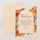 Elegante Terracotta Bloemachtige Bruidsdouche Bedankkaart (Voorkant / Achterkant)