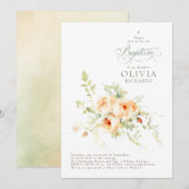 Elegante terracotta bloemen doop kaart (Voorkant / Achterkant)