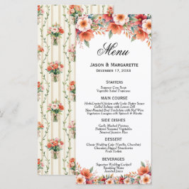 Elegante Terracotta Bloemen Gebrande Oranje Modern Menu