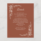 Elegante Terracotta Bloemen Huwelijk Informatiekaartje (Voorkant)