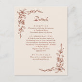 Elegante Terracotta Bloemen Huwelijk Informatiekaartje (Voorkant)