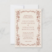 Elegante Terracotta  Bloemen Huwelijk Kaart (Voorkant)