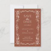 Elegante Terracotta Bloemen Huwelijk Save The Date (Voorkant)