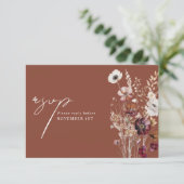 Elegante Terracotta Bloemen QR Code Boog Huwelijk RSVP Kaartje (Staand voorkant)