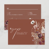 Elegante Terracotta Bloemen QR Code Boog Huwelijk RSVP Kaartje (Voorkant / Achterkant)